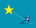 Pulling the star. Concept business vector, Lassoing, Working, Achievement Royalty Free Stock Photo