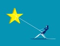Pulling the star. Concept business vector, Lassoing, Working, Achievement Royalty Free Stock Photo