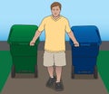 Pulling Trash Cans Royalty Free Stock Photo