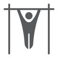 Pulling up men glyph icon, sport and training, street workout sign, vector graphics, a solid pattern on a white