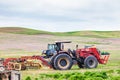 Tractor and farm equipment in the Palouse Hills Royalty Free Stock Photo