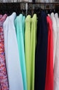 Pullovers on hangers. Royalty Free Stock Photo