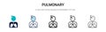 Pulmonary icon in filled, thin line, outline and stroke style. Vector illustration of two colored and black pulmonary vector icons