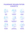 Pulmonary rehabilitation blue gradient concept icons set Royalty Free Stock Photo