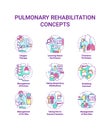 Pulmonary rehabilitation concept icons set Royalty Free Stock Photo