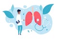 Pulmonologist examines the lungs. The concept of pulmonology and a healthy respiratory system