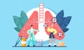 Pulmonology concept. Cartoon tiny lungs