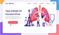 Pulmonology concept, doctors check human lungs for infections or problems by Covid-19 Corona virus. Modern flat web page design