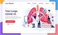 Pulmonology concept, doctors check human lungs for infections or problems by COVID-19 Coronavirus. Modern flat web page design for