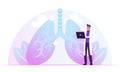 Pulmonology Doctor Working on Laptop Watching Lungs X-rays Image on Computer Screen Checking Analysis Results