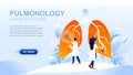 Pulmonology flat landing page with header, banner vector template. Chest and lungs medicine website layout. Medical services,