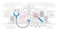 Pulmonology vector illustration outline concept. Lungs research healthcare concept.