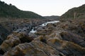 Pulo do Lobo waterfall with river guadiana and rock details in Mertola Alentejo, Portugal Royalty Free Stock Photo