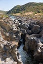 Pulo do Lobo or wolf`s leap waterfall and cascade on river Guadi Royalty Free Stock Photo