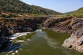 Pulo do Lobo or wolf`s leap waterfall and cascade on river Guadi Royalty Free Stock Photo