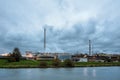Pulp mill on the banks of the river. Royalty Free Stock Photo