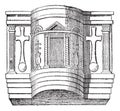 Pulpit of the Cathedral of Ravenna, vintage engraving