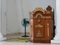 the pulpit of the imam of the mosque made of wood Royalty Free Stock Photo