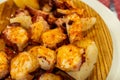 Pulpo a la gallega, traditional recipe for cooking octopus in Galicia, Spain