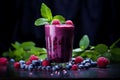 Pulpy Fresh blueberry smoothie. Generate Ai