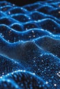 Pulsating blue digital signal waves floating in dark space fractal patterns merging with binary code streams Royalty Free Stock Photo
