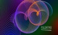 Pulsating futuristic background design with iridescent spiral element of dots and lines. Abstract cyberspace background for banner
