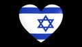 Pulsating heart in the colors of Israel flag, on a black background, 3d rendering. Royalty Free Stock Photo