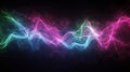 Pulsating neon light waves create a mesmerizing visual display in a dark environment. Generative AI Royalty Free Stock Photo