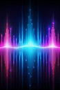 Pulsating Neon Sound Equalizer With Pink And Blue Lights On A Dark Grid Background sound wave Royalty Free Stock Photo