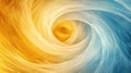 Pulsating Neon Vortex in Abstract Futuristic Swirls of Yellow and Blue Colors