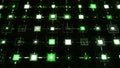 Pulsating squares on black background. Animation. Electronic squares pulsate with connected lines on black background