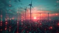 Pulsating sustainable power sources in future energy grid, tech harmony concept