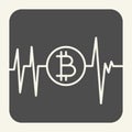Pulse bitcoin solid icon. Cryptocurrency chart vector illustration isolated on white. Bitcoin graph glyph style design