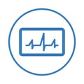 Pulse, cardiogram, chart, dotted, heart, heartbeat, graph icon. Blue vector design.