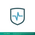 Pulse Cardiogram and Shield Medical, Healthcare Icon Vector Logo Template Illustration Design. Vector EPS 10 Royalty Free Stock Photo