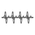 Pulse graph Heart beat Cardiogram rhythm graphic ecg Echocardiogram contour outline icon black color vector illustration flat