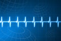 Pulse heart rate with wire frame globes background Royalty Free Stock Photo