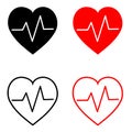 Pulse line vector icon set. heart illustration sign collection. beat symbol. cardiology logo.