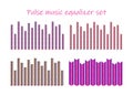 Pulse music equalizer set. Audio colorful sound wave design. Music graph color elements. Vector waveform illustration