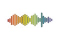Pulse music player. Audio colorful wave logo. Sound equalizer element. Isolated design symbol. Jpeg
