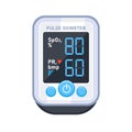 Pulse oximeter. Device to measure oxygen saturation. Blood saturation. Vector illustration Royalty Free Stock Photo