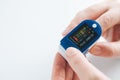 Pulse Oximeter finger digital device to measure oxygen saturation in blood Royalty Free Stock Photo