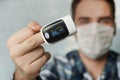 Pulse Oximeter, finger digital device to measure oxygen saturation in blood. Reduced oxygenation is an emergency sign of Royalty Free Stock Photo