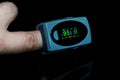 Pulse oximeter on finger is a good way to test blood oxygen level in case of virus infection of the lungs