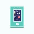 Pulse oximeter vector. Monitoring of saturation of oxygen in blood. Coronavirus and lungs infection detection Royalty Free Stock Photo