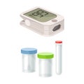 Pulse Oximetry and Plastic Container with Lid as Medical Device Vector Set