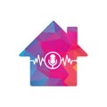Pulse podcast home shape concept logo vector.