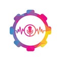 Pulse podcast love shape concept logo vector.