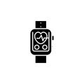 Pulsometer black icon concept. Pulsometer flat vector symbol, sign, illustration.