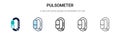 Pulsometer icon in filled, thin line, outline and stroke style. Vector illustration of two colored and black pulsometer vector